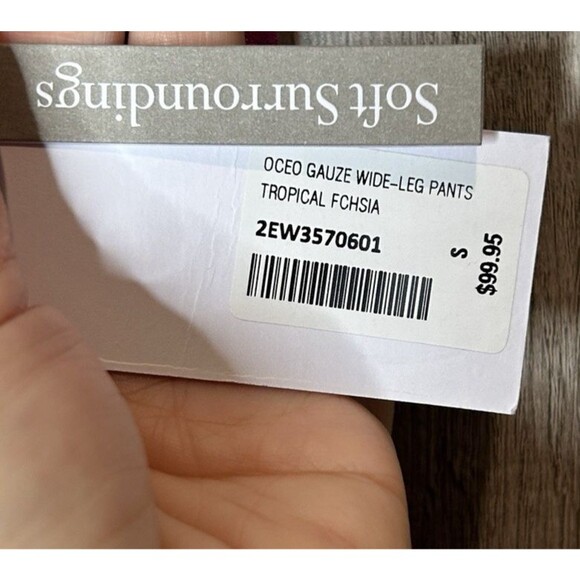 Soft Surroundings Wide Leg Pants S Gauze Tropical Floral Beach Pull On NEW - Picture 4 of 8